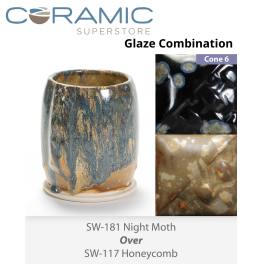 Night Moth SW181 over Cenote SW189 Stoneware Combination Night Moth SW181 over Cenote SW189 Stoneware Combination